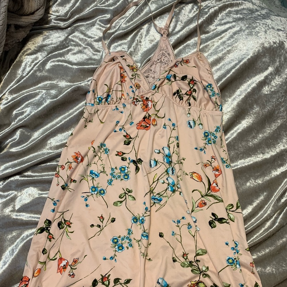 Floral Lace-Trim Chemise Nightdress - Blush Pink